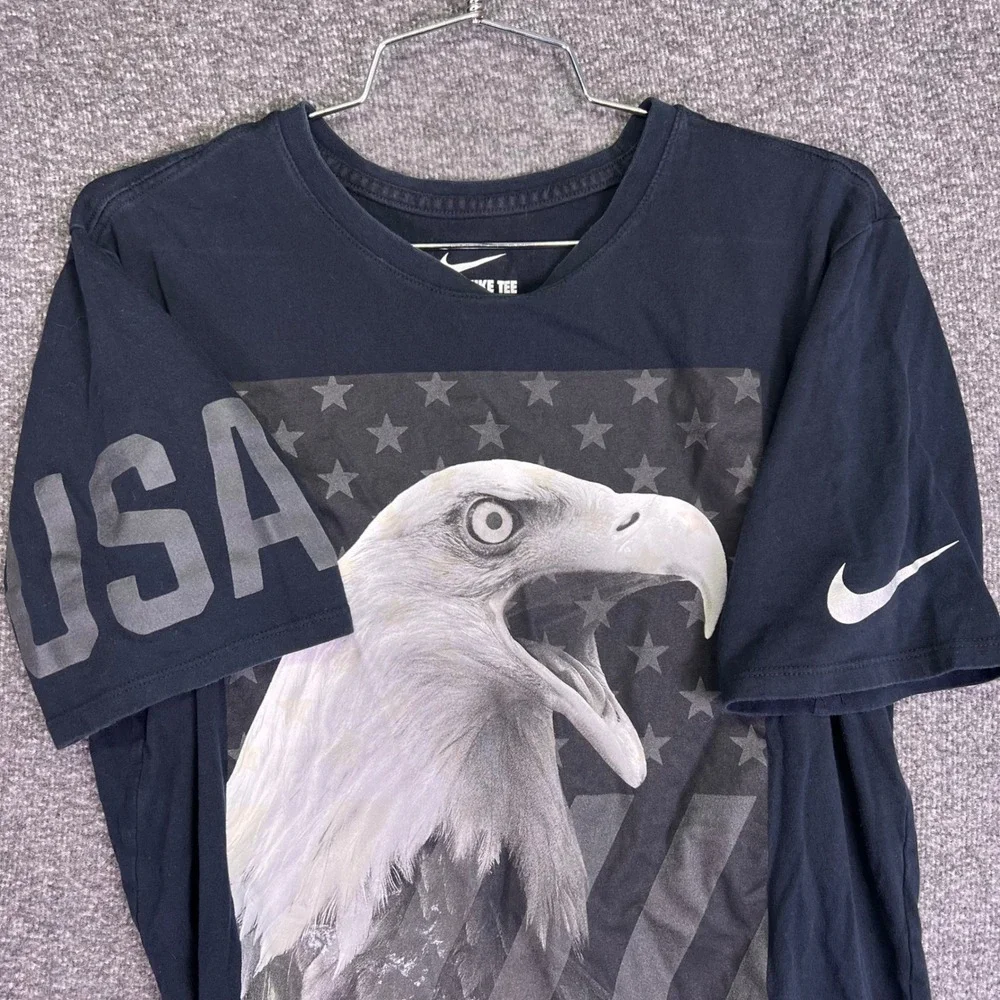 Nike Shirt Men M Navy USA Olympic Eagle Graphic Athletic Cut Casual Short Sleeve